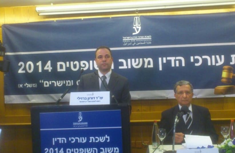 Israel Bar Association President Doron Barzilay at press conference unveiling results of 1st survey of judges in 10 years. (photo credit: YONAH JEREMY BOB)