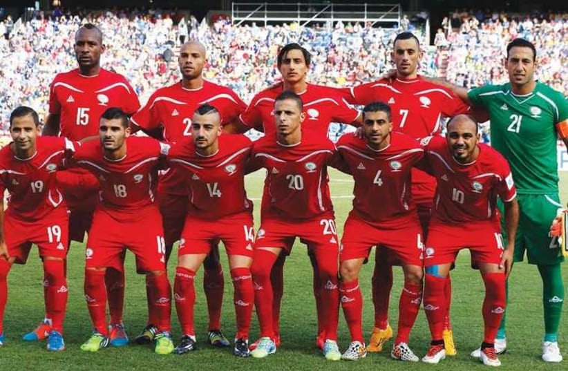 The Palestinian national soccer team (photo credit: REUTERS)
