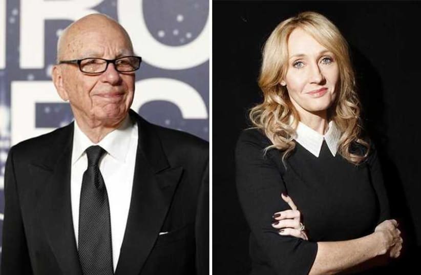 Author J.K. Rowling (R) and billionaire media mogul Rupert Murdoch‏. (photo credit: REUTERS)