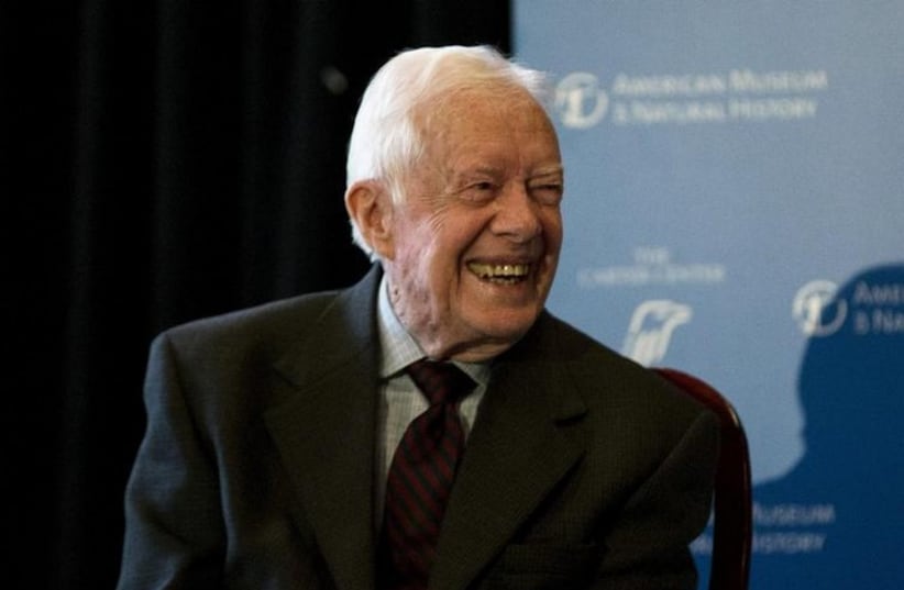 Former US president Jimmy Carter speaks at the opening of a new exhibit in New York (photo credit: REUTERS)