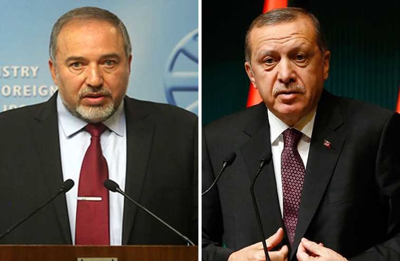 Liberman and Erdogan (photo credit: REUTERS,JPOST STAFF)