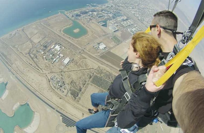 Meital Sharabi careens downward with Skydive Eilat. (photo credit: Courtesy)