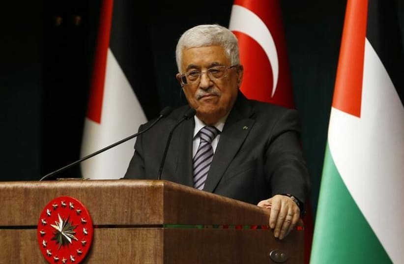Palestinian Authority President Mahmoud Abbas speaks to the media in Turkey (photo credit: REUTERS)