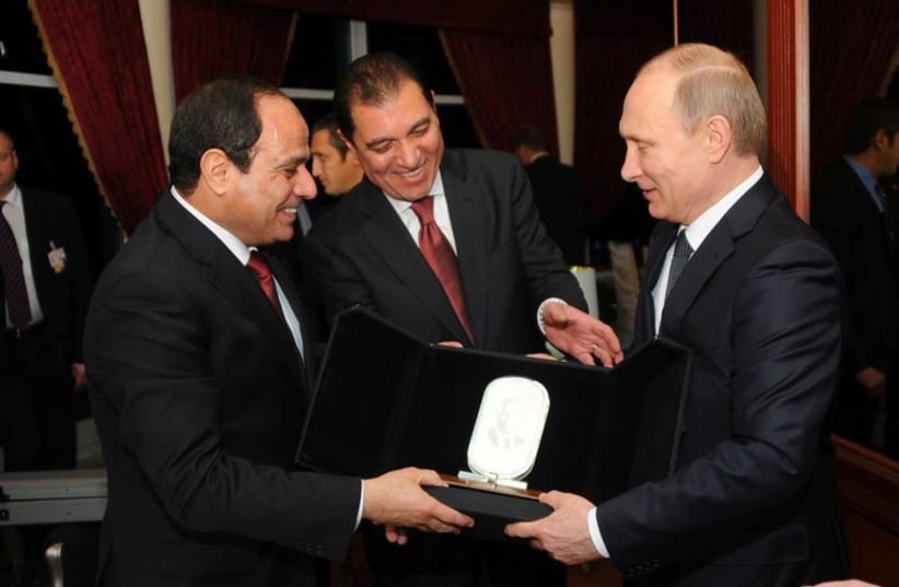 President Sisi and President Putin in Cairo, February 9, 2015  (photo credit: REUTERS)