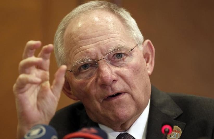 Germany's Minister of Finance Wolfgang Schauble speaks during a news conference after the G20 finance ministers and central bank governors meeting in Istanbul (photo credit: REUTERS)