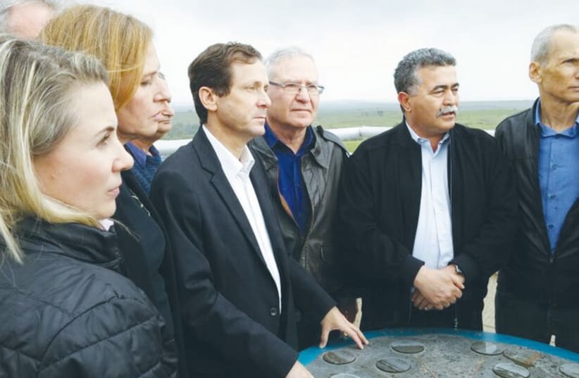 ZIONIST UNION members visit the Black Arrow monument in the Gaza periphery yesterday. (photo credit: ZIONIST UNION SPOKESMAN)