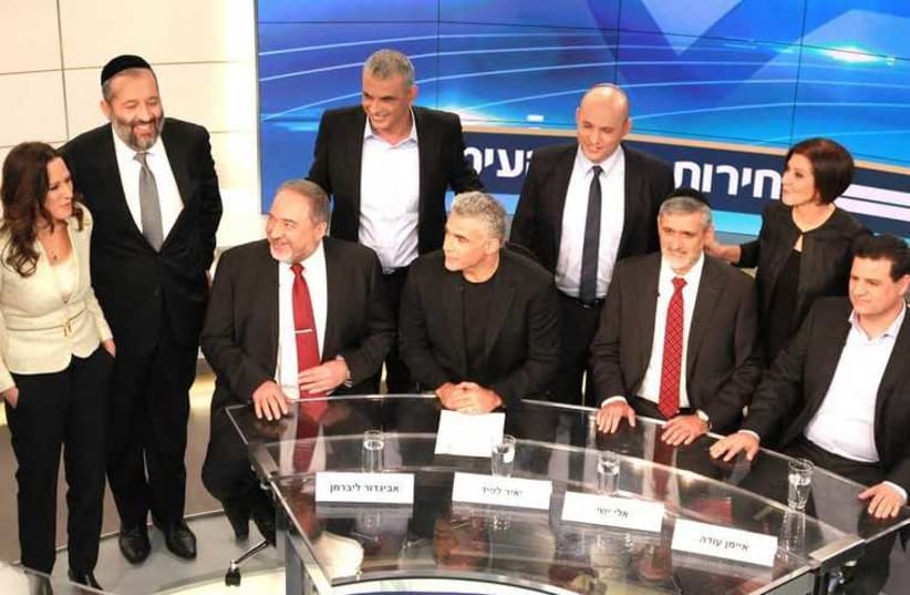 Party leaders gather at Channel 2 studios for a televised debate (photo credit: CHANNEL 2)