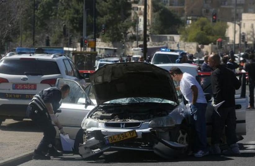 Car ramming attack in Jerusalem, March 6 (photo credit: MARC ISRAEL SELLEM)