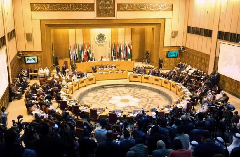 Foreign ministers of the Arab League take part in an emergency meeting at the League's headquarters in Cairo March 9 (photo credit: REUTERS)