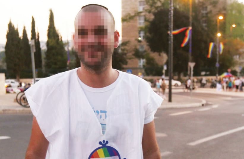 A religious man at a Jerusalem gay pride parade. (photo credit: ILLUSTRATIVE: MARC ISRAEL SELLEM)