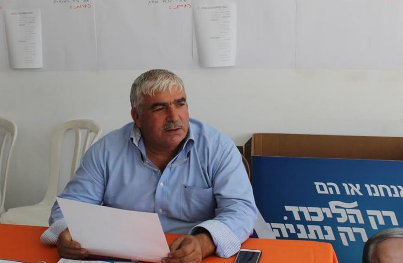 Maimon Levy at Likud HQ in Or Akiva (photo credit: BEN HARTMAN)
