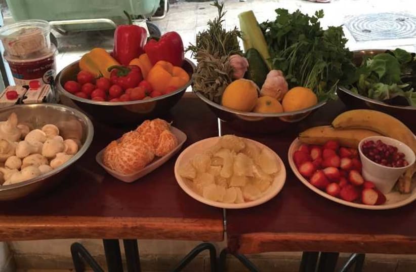 The ingredients table at Shem Tov Restaurant. (photo credit: Courtesy)