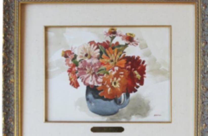Hitler’s 1912 floral still life being auctioned by a Los Angeles gallery. (photo credit: NATE D. SANDERS CATALOG)