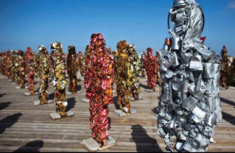 German artist HA Schult’s ‘Trash People’ exhibition on display at the Ariel Sharon Park last year. (photo credit: REUTERS)
