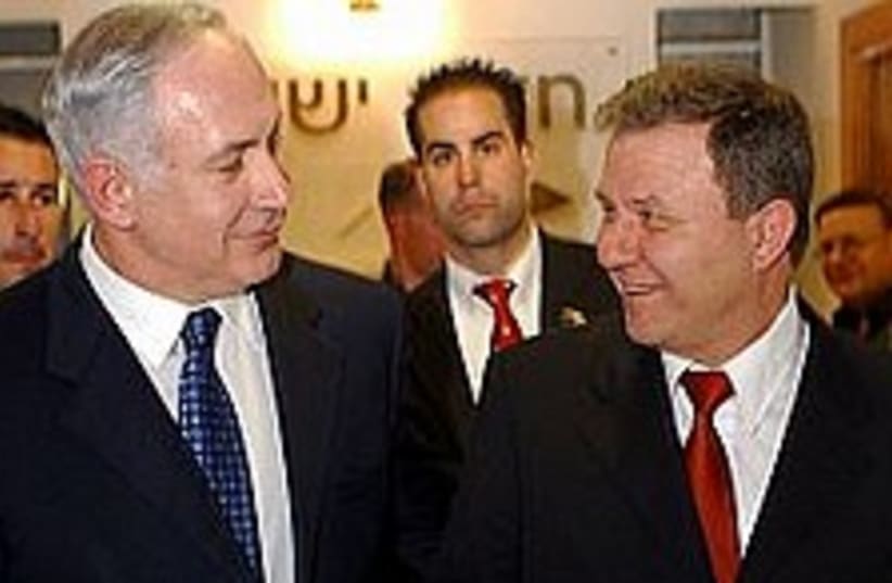 netanyahu sheetrit laugh (photo credit: Ariel Jerozolimski)