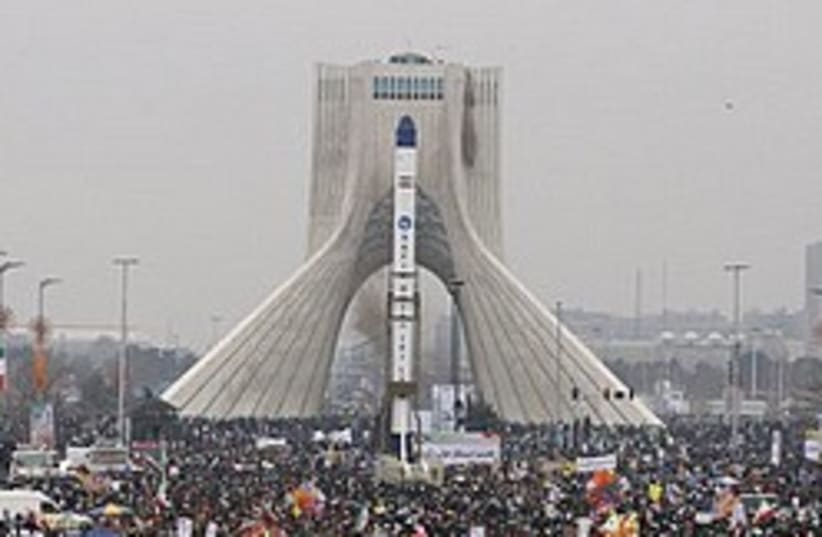 iran model satellite celebration 248 88  (photo credit: AP)