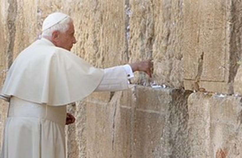 pope at the wall 3 298.88 (photo credit: Ariel Jerozolimski)