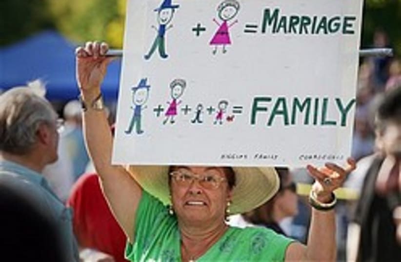 anti-gay marriage protest 248 88 ap (photo credit: AP)