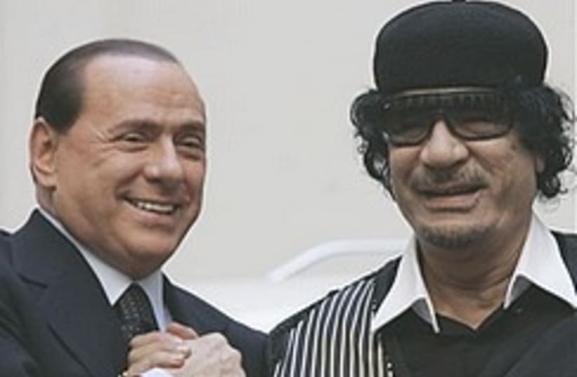 Gaddafi Berlusconi 248.88 (photo credit: AP)