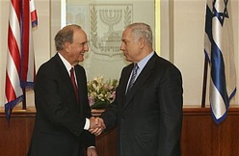 netanyahu and mitchell 248.88 (photo credit: )