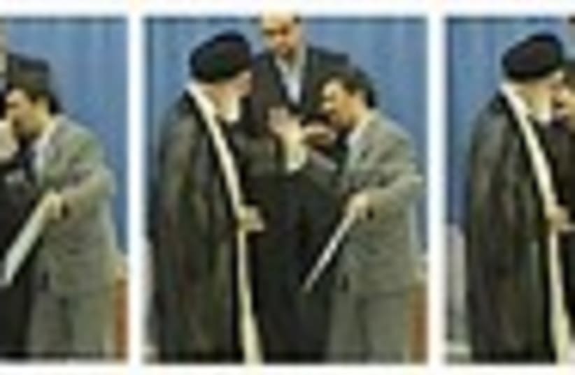 ahmadinejad khamenei kiss 248.88 (photo credit: AP)