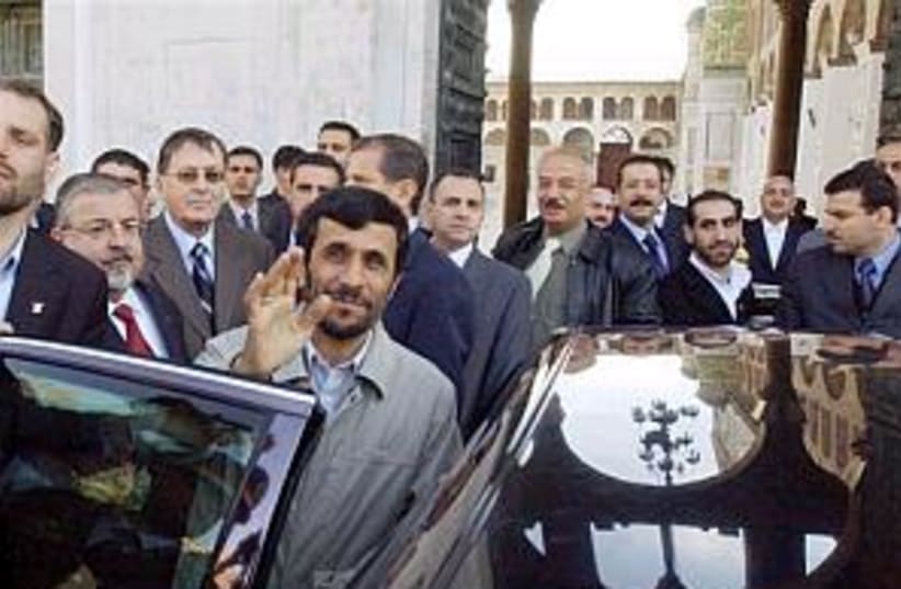 ahmadinejad in syria (photo credit: AP)