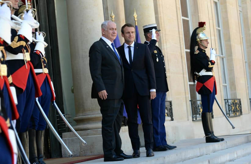 Benjamin Netanyahu and Emmanuel Macron (photo credit: GOVERNMENT PRESS OFFICE)