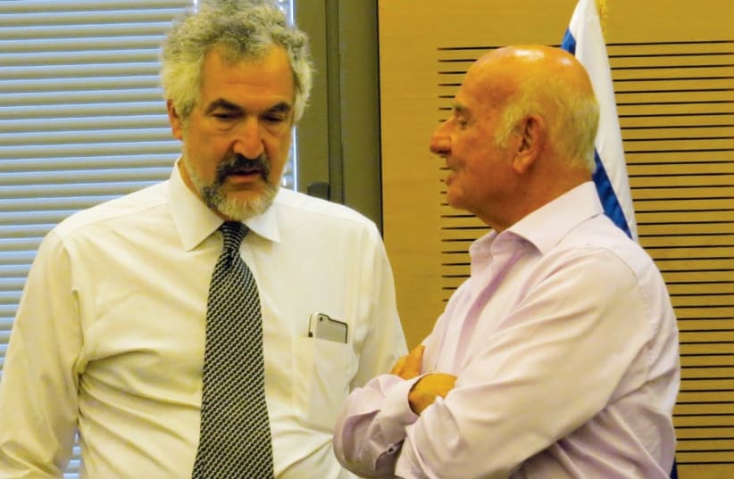 Prof. Daniel Pipes and MK Yaakov Perry at the Knesset event on July 11 (photo credit: ASHLEY PERRY)