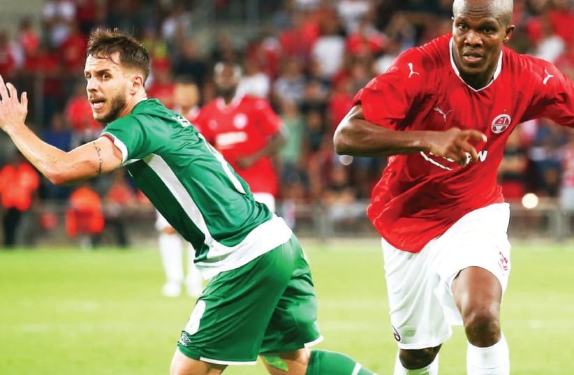Hapoel Beersheba ’s Nigerian forward Anthony Nwakaeme (right) has so far carried the team in Champions League qualification and will aim to keep it on track to reach the group stage when it visits Bulgarian champion Ludogorets tonight holding a 2-0 lead from the first leg.  (photo credit: DANNY MAROM)