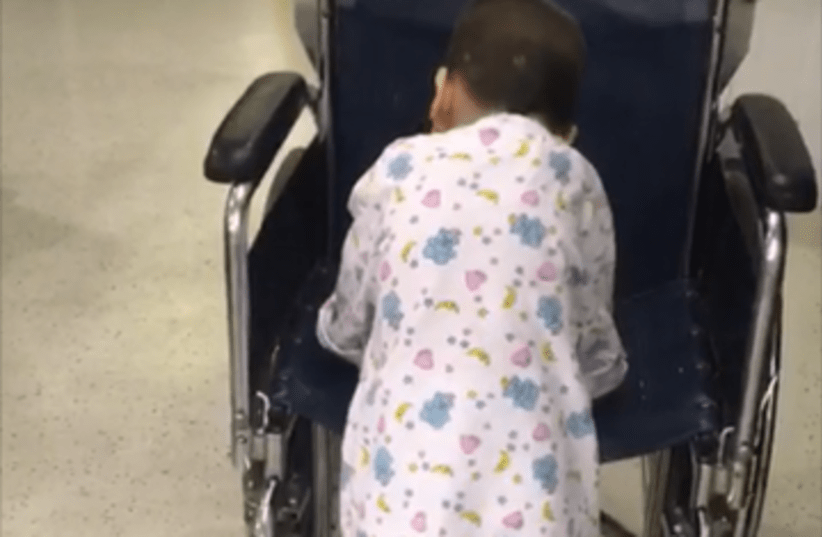 Four-year-old Sliman takes first steps after successful surgery (photo credit: HADASSAH MEDICAL ORGANIZASTION)