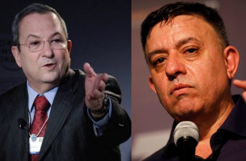 Former prime minister and Labor chairman Ehud Barak and current party leader Avi Gabbay. (photo credit: REUTERS)
