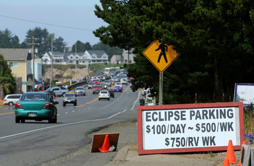 The small town of Depoe Bay, Oregon prepares for the coming Solar Eclipse (photo credit: REUTERS/MIKE BLAKE)