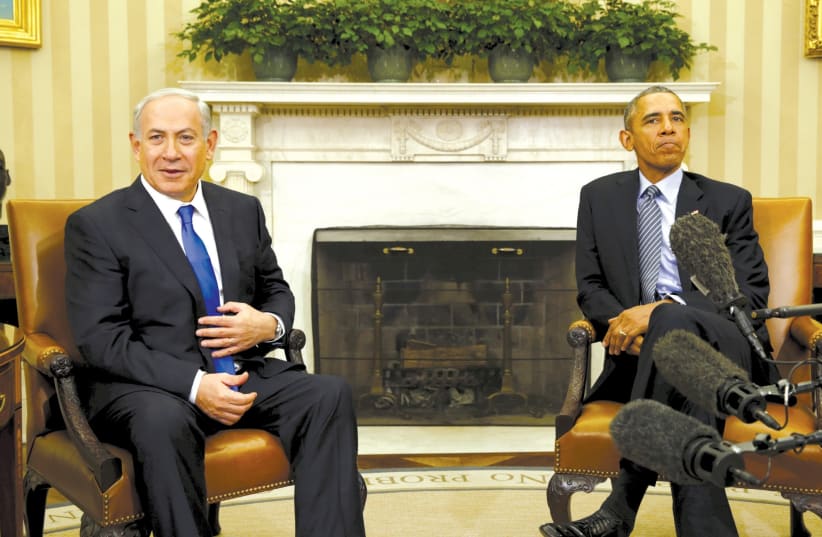 US PRESIDENT Barack Obama meets Prime Minister Benjamin Netanyahu in the Oval Office of the White House in November 2015. (photo credit: KEVIN LAMARQUE/REUTERS)