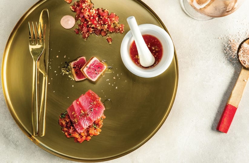 The Colorfood Festival’s “red” dish, which involved tuna served three ways. (photo credit: AFIK GABAI)