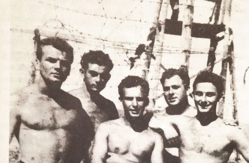 Hatikvah crew members in Cyprus (from left) Hugh McDonald, Sam Gordon, Harold Katz, Joe Gilden and Murray Greenfield. (photo credit: MURRAY GREENFIELD)