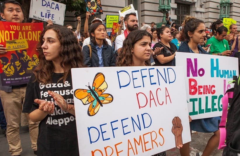 A rally in support of DACA in San Francisco, 2015 (photo credit: PAX AHIMSA GETHEN/ WIKIMEDIA)