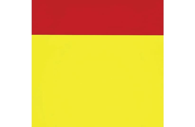 ELLSWORTH KELLY, Red over Yellow, 1966, Oil on canvas, two joined panels, 220.3X190.8 cm © Ellsworth Kelly (photo credit: SOTHEBY’S LONDON)