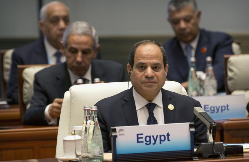 Egypt's President Abdel-Fattah el-Sisi attends the Dialogue of Emerging Market and Developing Countries in Xiamen in southeastern ChinaÕs Fujian Province, Sept. 5, 2017 (photo credit: REUTERS/MARK SCHIEFELBEIN/POOL)