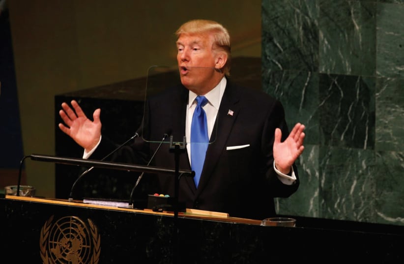 US PRESIDENT Donald Trump delivers his address to the United Nations General Assembly in New York last week. (photo credit: REUTERS)