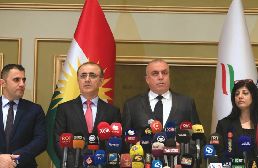 THE KURDISH region’s High Elections and Referendum Commission holds a press conference in Erbil, Iraq. (photo credit: REUTERS)