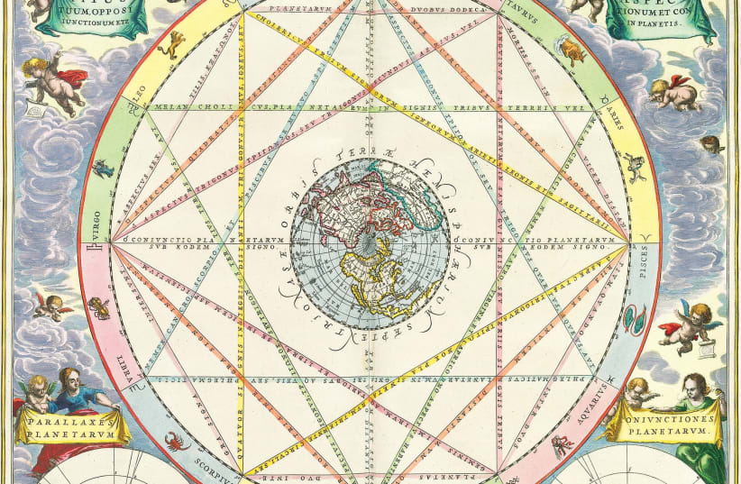 ANDREAS CELLARIUS, 1661: Astrological aspects, such as opposition, conjunction, etc., among the planets. (photo credit: Wikimedia Commons)
