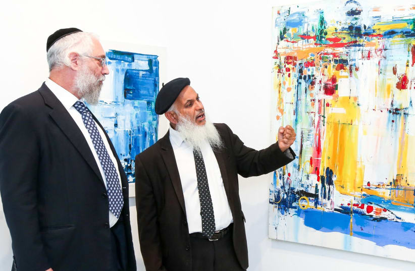 Digging deep: Artist Binyamin Basteker (right) with Rosenbach Contemporary Gallery owner Uri Rosenbach. (photo credit: MARC ISRAEL SELLEM)