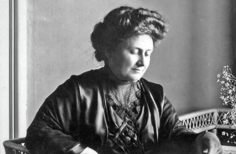 MARIA MONTESSORI in 1913. The Italian educator believed children need to be allowed to learn natural consequences if they drop a glass, for example. They will adjust their movements to protect the fragility of their environment. (photo credit: Wikimedia Commons)