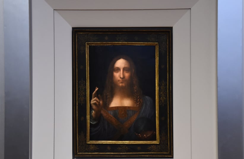 Christie's unveils Leonardo da Vinci's 'Salvator Mundi' at Christie's New York on October 10, 2017 in New York City. (photo credit: ILYA S. SAVENOK/GETTY IMAGES FOR CHRISTIE'S AUCTION HOUSE/AFP)
