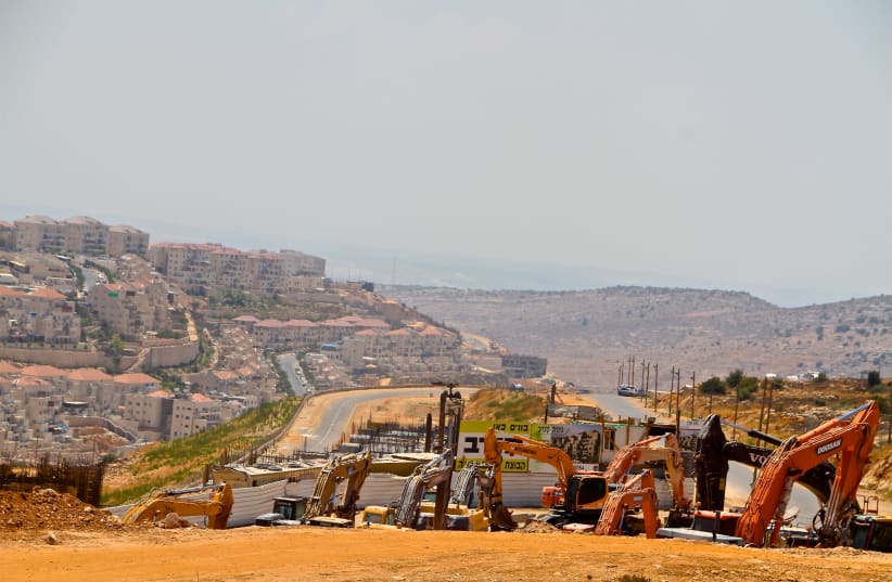  building cranes in the Beitar Illit settlement August 17   (photo credit: TOVAH LAZAROFF)