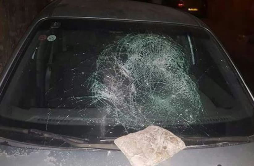 A vandalized car in the Old City of Jerusalem, October 2017 (photo credit: Courtesy)
