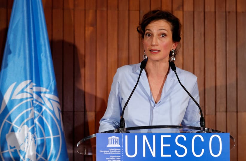 UNESCO Director-General Audrey Azoulay (photo credit: PHILIPPE WOJAZER / REUTERS)