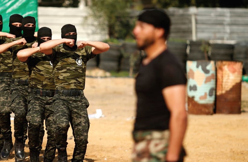 MEMBERS OF Hamas undergo training in Gaza.  (photo credit: REUTERS)