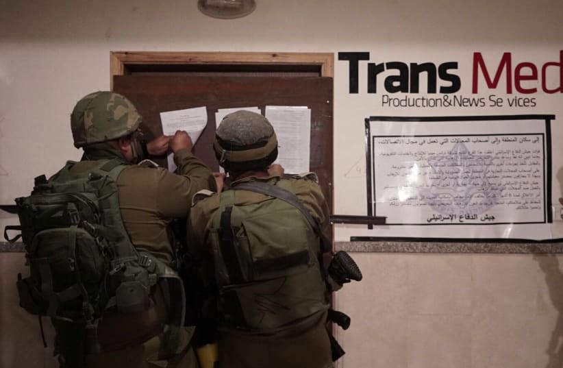 IDF troops raid Palestinian media outlets suspected of incitement.  (photo credit: IDF)