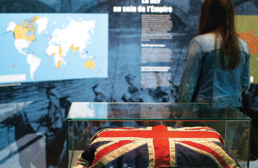 A BRITISH flag at an exhibit focusing on the First World War. (photo credit: REUTERS)